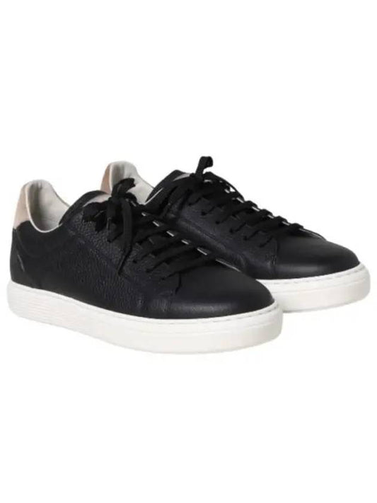 Logo Leather Low Top Sneakers Black - BRUNELLO CUCINELLI - BALAAN 2