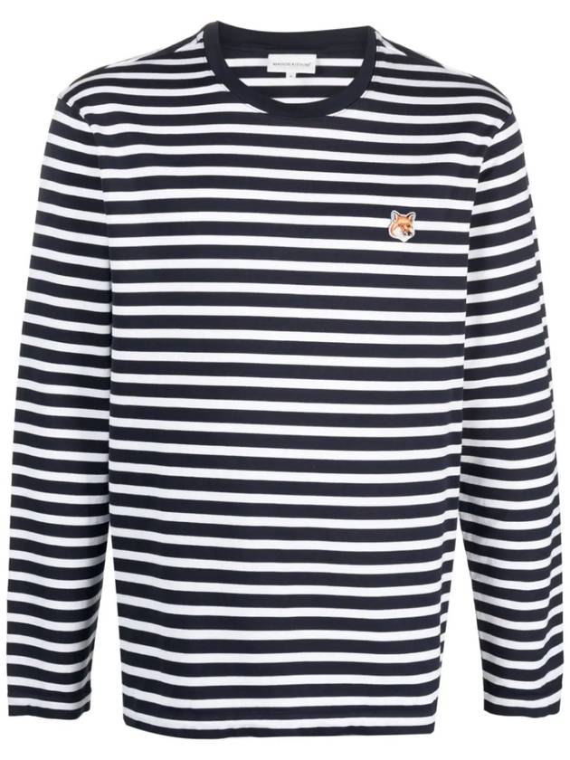 Fox Head Patch Regular Marin Long Sleeve T Shirt Navy Stripes - MAISON KITSUNE - BALAAN 2