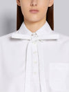 Women's Bow Tie Blouson Shirt Long Dress White - THOM BROWNE - BALAAN.