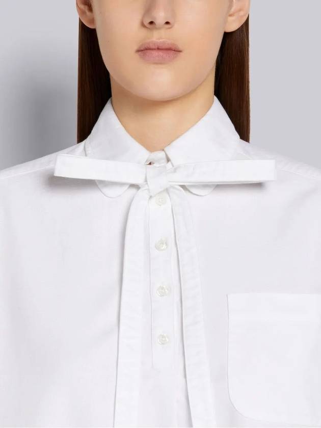 Women's Bow Tie Blouson Shirt Midi Dress White - THOM BROWNE - BALAAN 4