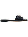 Gancini Ornament Flat Slide Black - SALVATORE FERRAGAMO - BALAAN 3