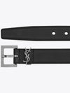 Women's Monogram Square Grain Leather Belt Black - SAINT LAURENT - BALAAN 3