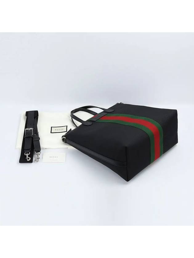 Stripe Two Way Tote Bag Black - GUCCI - BALAAN 7