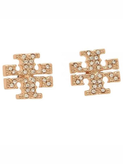 Crystal Logo Stud Earrings Rose Gold - TORY BURCH - BALAAN 2