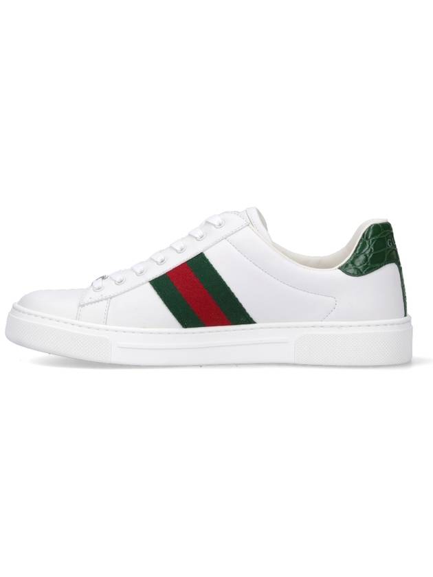 Ace Web Leather Low Top Sneakers White - GUCCI - BALAAN 4