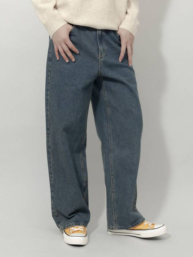 Winter Peach Brushed Stone Washed Over Wide Denim Pants Patina - GOLD PERCENT - BALAAN 2