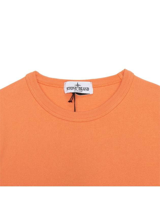 Kids Wappen Patch Organic Cotton Fleece Sweatshirt Fluorescent Orange - STONE ISLAND - BALAAN 4