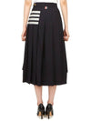 4 Bar Logo Plain Weave Wool Pleated Skirt Navy - THOM BROWNE - BALAAN 6