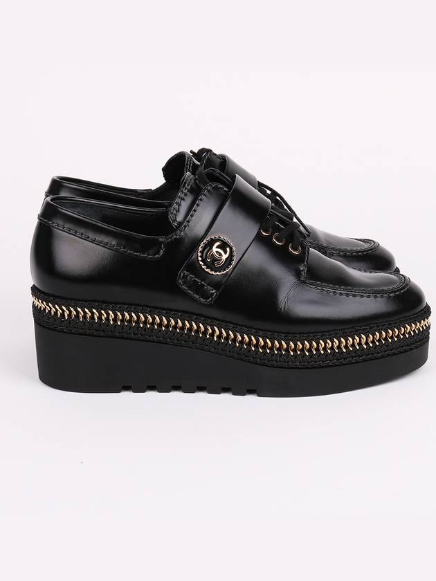 CC logo black lace up women s loafers - CHANEL - BALAAN 6