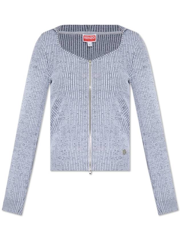 Kenzo Ribbed Cardigan, Women's, Grey - KENZO - BALAAN 1