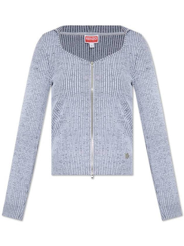 Kenzo Ribbed Cardigan, Women's, Grey - KENZO - BALAAN 1