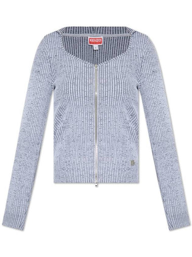 Kenzo Ribbed Cardigan, Women's, Grey - KENZO - BALAAN 1