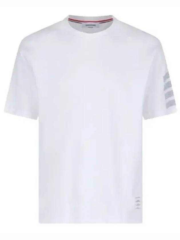 4-Bar Striped Cotton Short Sleeve T-Shirt White - THOM BROWNE - BALAAN 2