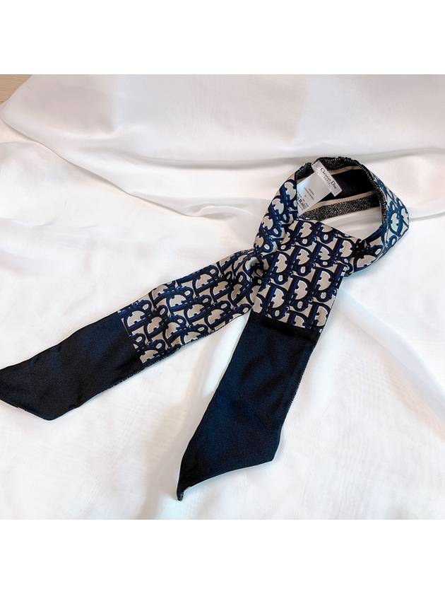 Oblique Mitzah Silk Twill Scarf Navy - DIOR - BALAAN 7