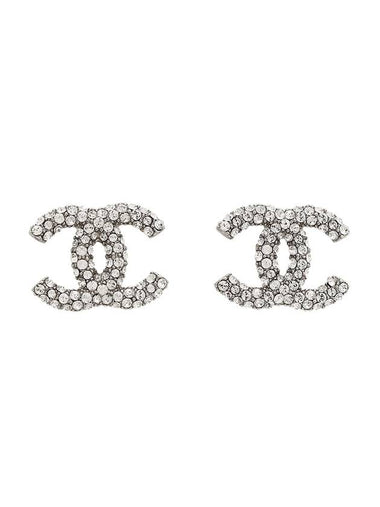 Crystal CC Logo Earrings Silver - CHANEL - BALAAN 1