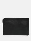 Intrecciato Weaving Zipper Medium Clutch Bag Black - BOTTEGA VENETA - BALAAN 6