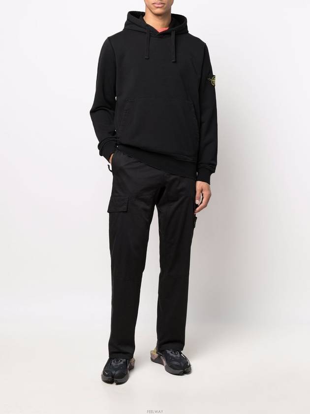 Waffen Patch Cotton Fleece Hoodie Black - STONE ISLAND - BALAAN 4