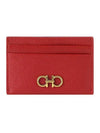 Gancini Card Wallet Lipstick Red - SALVATORE FERRAGAMO - BALAAN 1