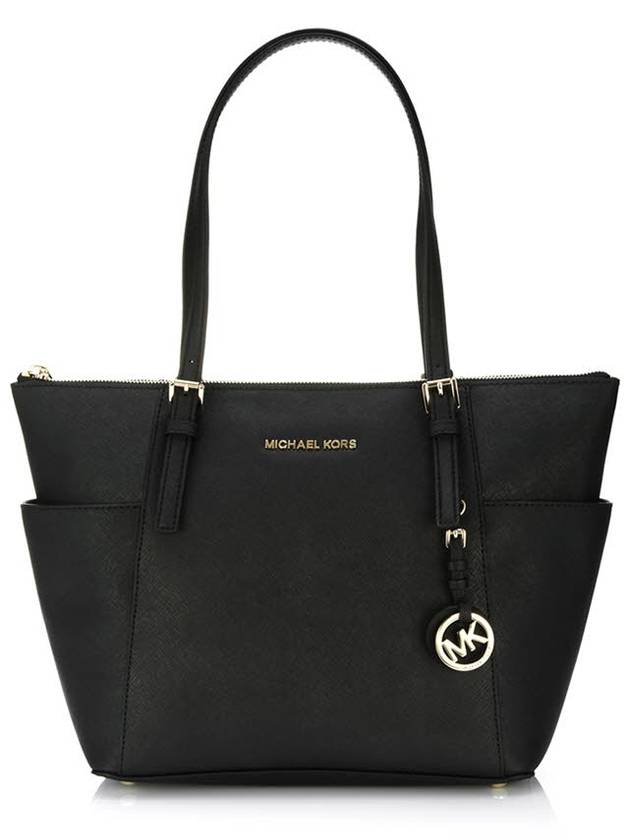 Jet Set Large Saffiano Leather Tote Bag Black - MICHAEL KORS - BALAAN.