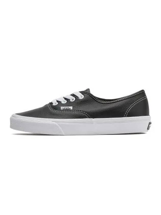 Authentic Leather Low Top Sneakers Black True White - VANS - BALAAN 2