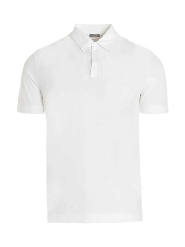 Men's Slim Fit OrGANNIc Ice Cotton Polo Short Sleeve PK Shirt White - ZANONE - BALAAN 1