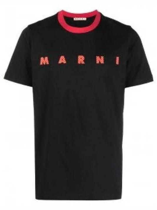 Logo Print Cotton Short Sleeve T-Shirt Black - MARNI - BALAAN 2