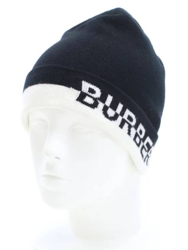 Cashmere Logo Beanie Black - BURBERRY - BALAAN 5