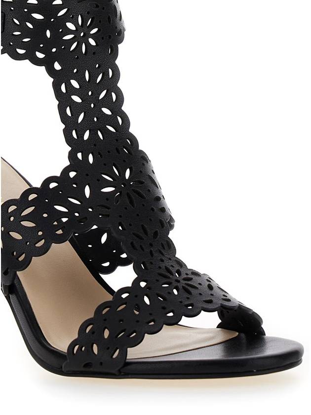 Black High Sandals With Lace-Motif In Leather Woman - TWINSET - BALAAN 5