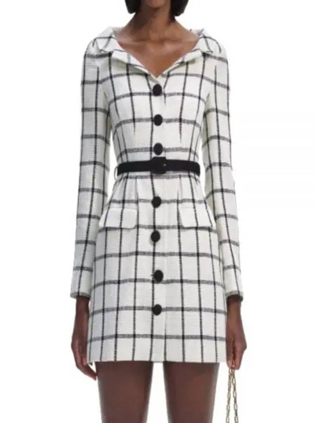 Women's Check Tailored Short Dress Cream - SELF PORTRAIT - BALAAN 2