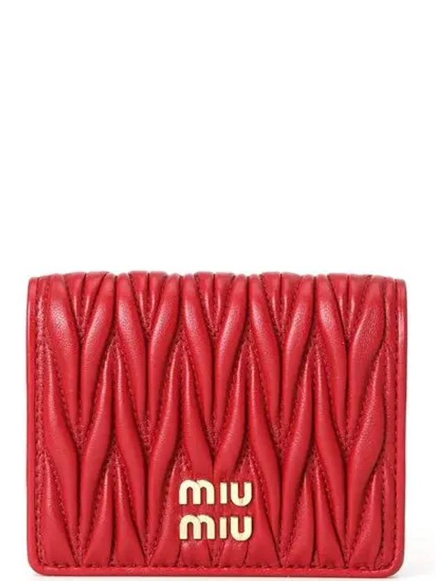 Matelasse Leather Half Wallet Red - MIU MIU - BALAAN 2