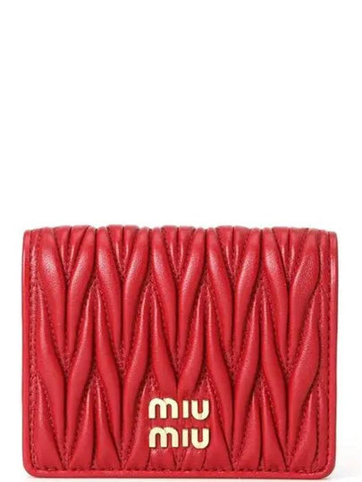 Matelasse Leather Half Wallet Red - MIU MIU - BALAAN 2