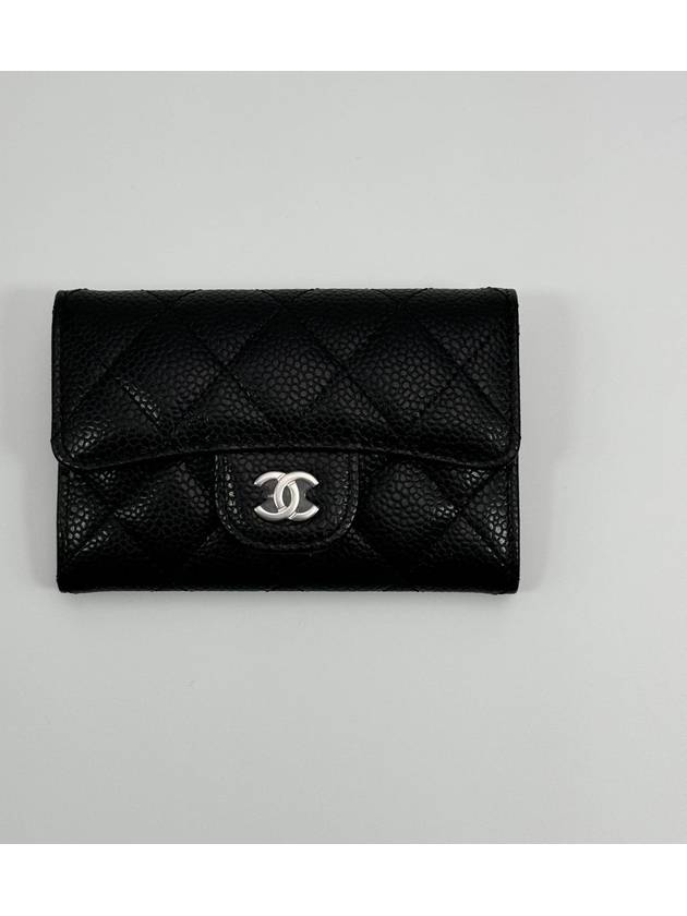 Domestic Classic snap card wallet caviar silver plate black AP0214 Cambon - CHANEL - BALAAN 3