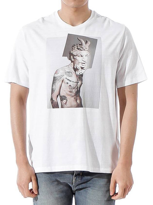 Tattoo Graphic Short Sleeve T-Shirt White - NEIL BARRETT - BALAAN.