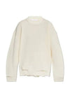 Distressed Crewneck Jumper Knit Top White - HELMUT LANG - BALAAN 2