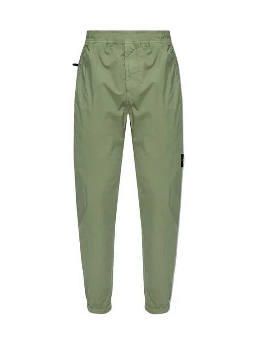 Men's Compass Patch Light Stretch Cotton Canvas Track Pants  Sage Green - STONE ISLAND - BALAAN 2