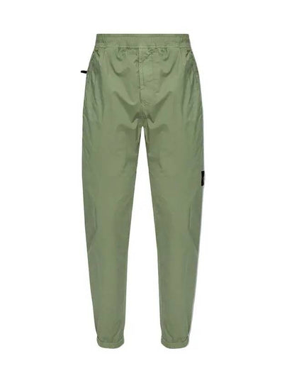 Men's Compass Patch Light Stretch Cotton Canvas Track Pants  Sage Green - STONE ISLAND - BALAAN 2