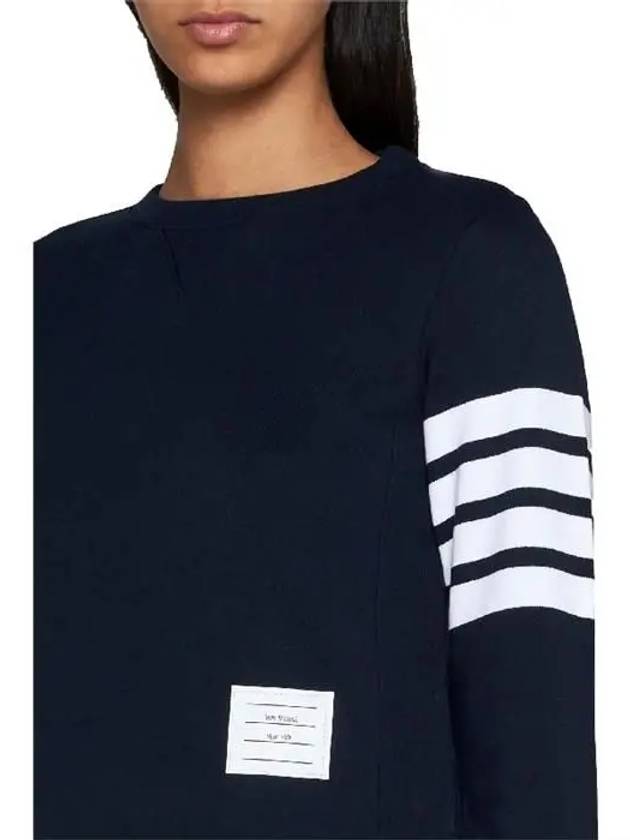 Engineered 4 Bar Stripe Loopback Jersey Knit Crewneck Sweatshirt Navy - THOM BROWNE - BALAAN 4