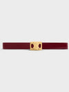 Medium reversible frame Triomphe belt Taurillon natural calfskin light burgundy white cotton - CELINE - BALAAN 3