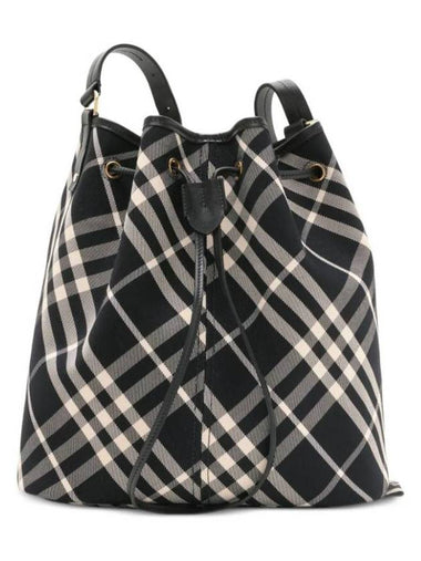 Check Medium Bucket Bag Black - BURBERRY - BALAAN 1