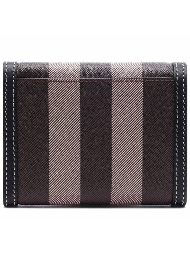 Check Print Leather Half Wallet Brown - BURBERRY - BALAAN 5