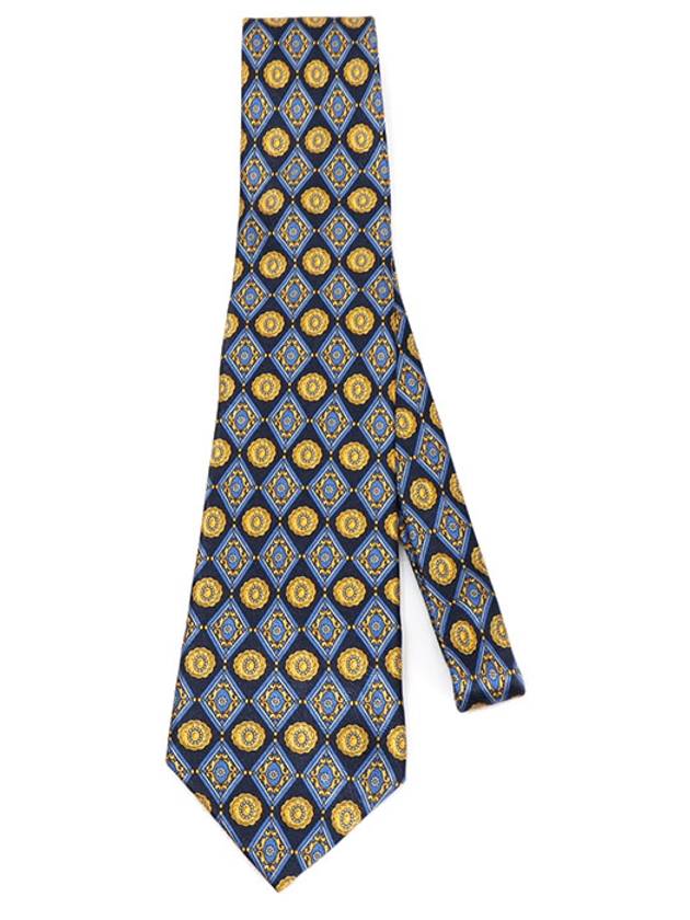 100 silk navy diamond pattern tie - LANVIN - BALAAN 3