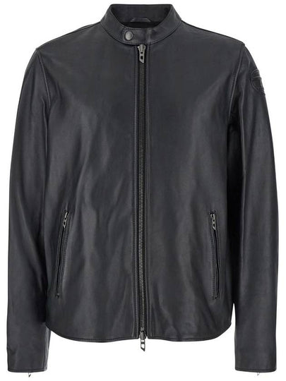 L Carver Embossed Logo Leather Biker Jacket Black - DIESEL - BALAAN 2