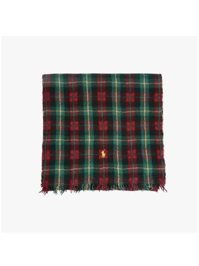 PC1370 611 Pony Outdoor Crinkle Plaid Check Fringe Muffler - POLO RALPH LAUREN - BALAAN 2