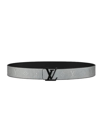 LV Initiales 40MM Reversible Leather Belt Black Silver - LOUIS VUITTON - BALAAN 1