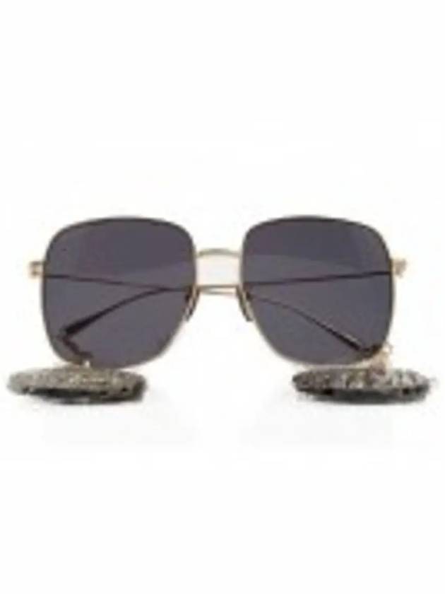 Eyewear Metal Chain Crystal Disco Ball Pendant Sunglasses Black Gold - GUCCI - BALAAN 2