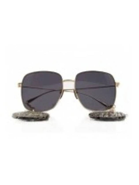 Eyewear Metal Chain Crystal Disco Ball Pendant Sunglasses Black Gold - GUCCI - BALAAN 2