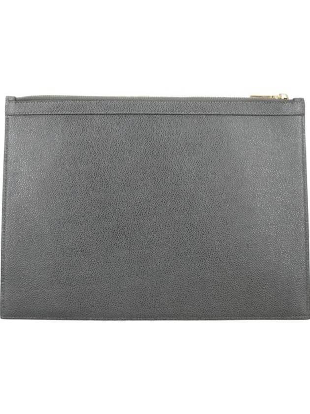 Diagonal Medium Document Case Clutch Bag Dark Grey - THOM BROWNE - BALAAN 4