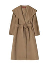 Women's Bdanton Silk Tone Long Wool Hooded Single Coat Camel - MAX MARA - BALAAN 5