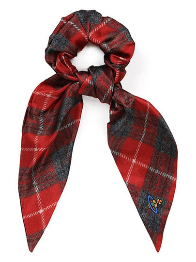 Women's Tartan Check Silk Scrunchy Red - VIVIENNE WESTWOOD - BALAAN 2