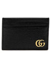 GG Marmont Leather Card Wallet Black - GUCCI - BALAAN 2